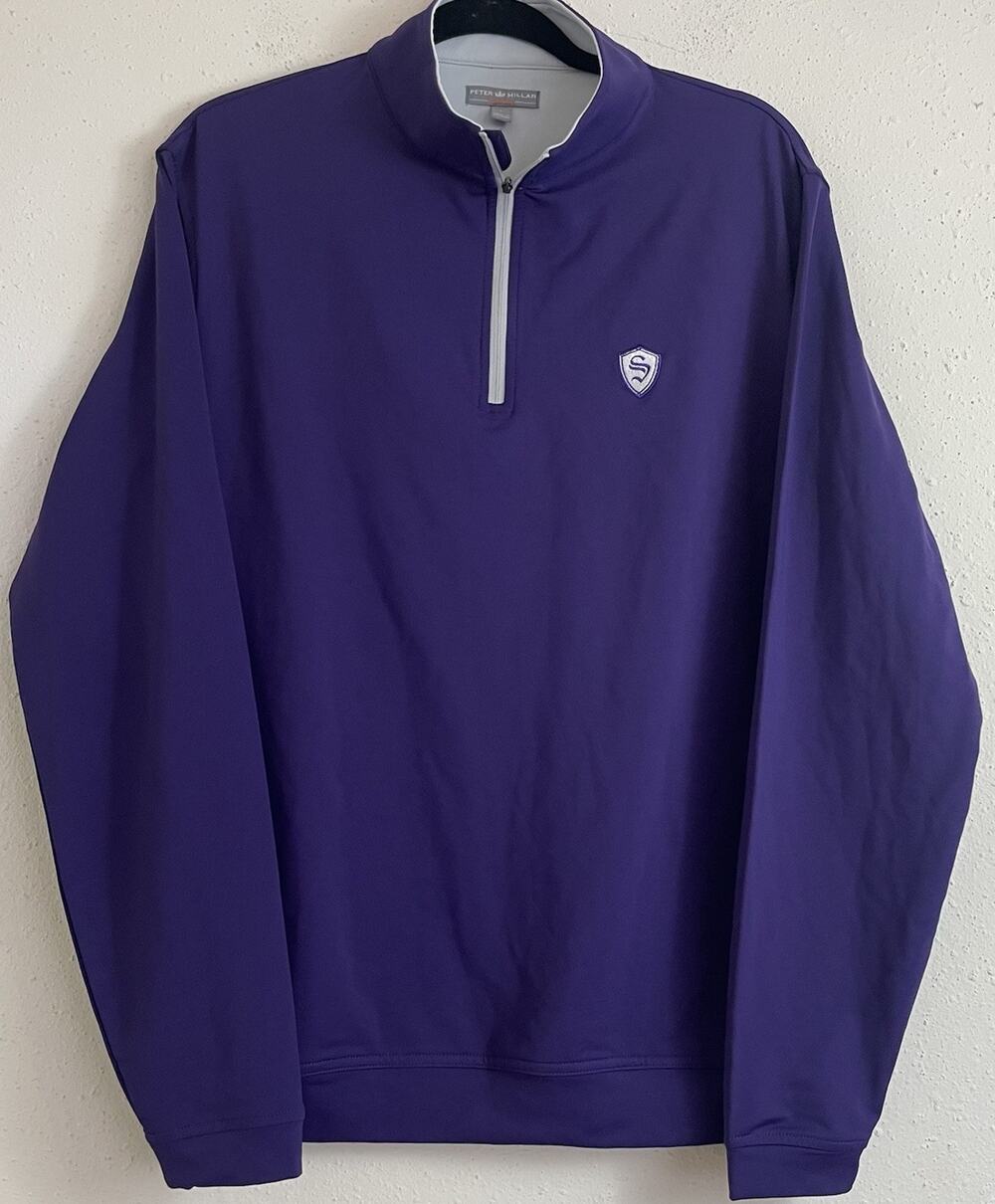 Peter Millar Perth 1/4 Zip Pullover Mens L Purple Stretch Performance Golf Top